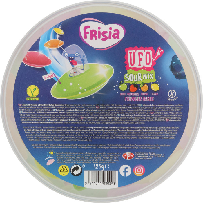 Frisia UFO Zure Hosties Fruity Flavour 125 g (125g)