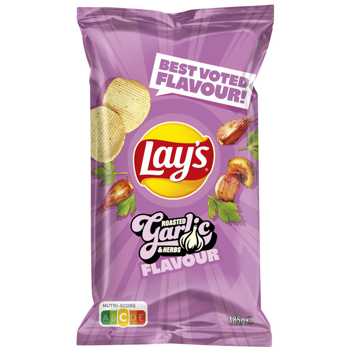 Lay's Ribbel Chips Knoflook & Kruiden 185 gr (185g)