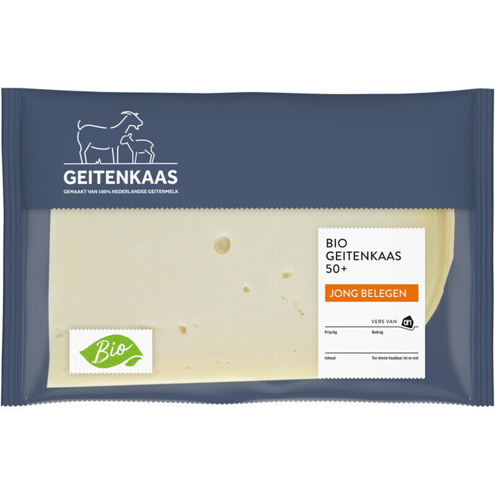 AH Biologisch Geitenkaas jong belegen 50+ plakken (205g)