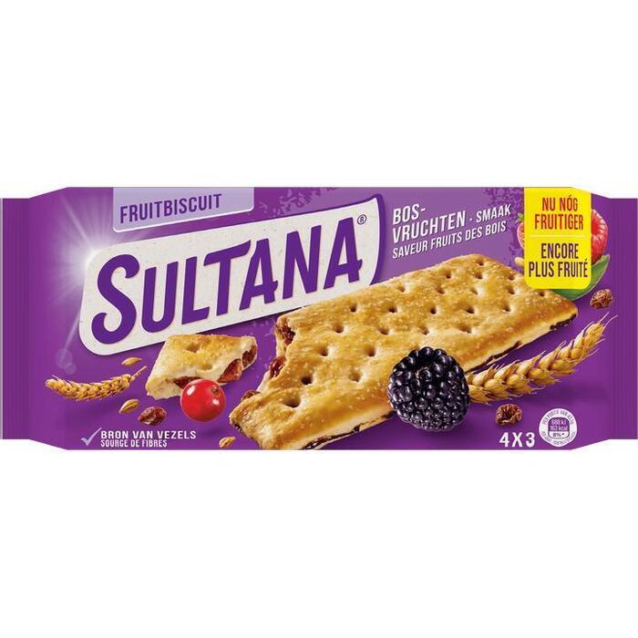 Sultana Fruitbiscuit Bosvruchten Smaak 4 x 3 Stuks 175 g (175g)
