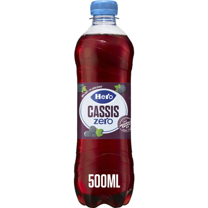Hero Cassis zero frisdrank (0.5L)