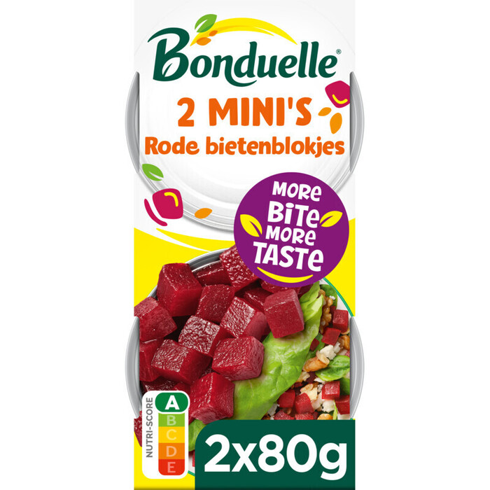 Bonduelle Rode bietenblokjes (2 mini's) (Blik, 160g)