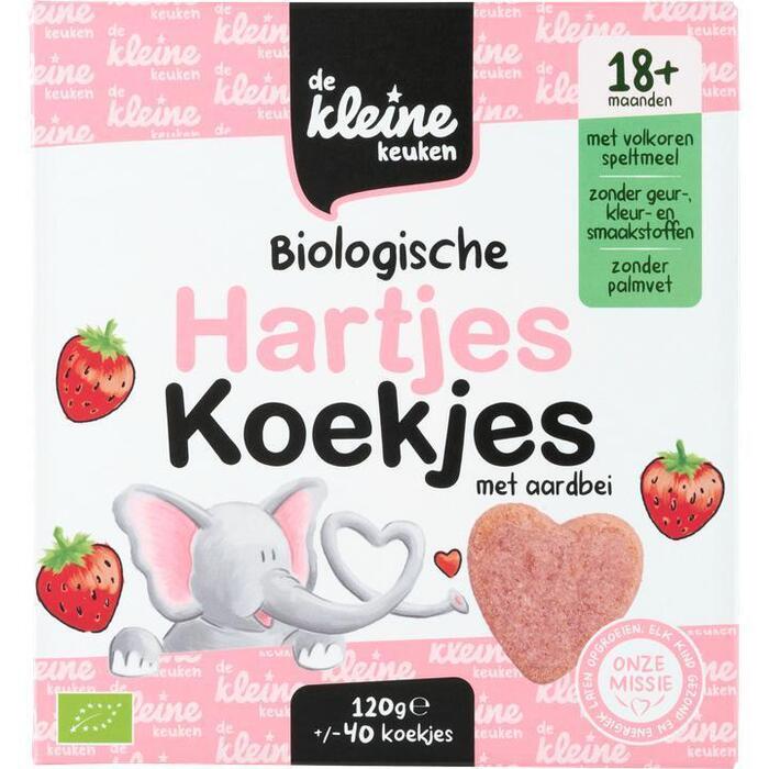 De Kleine Keuken Biologische Hartjes Koekjes met Aardbei 18+ Maanden 120g (120g)