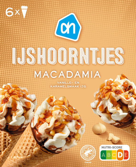 AH IJshoorntjes macadamia (6 × 70g)