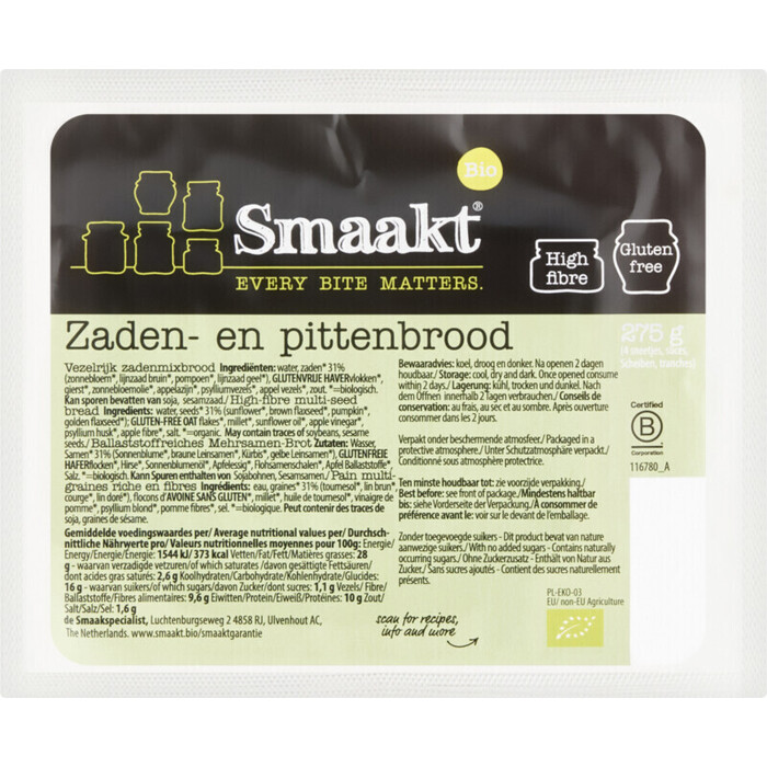 Smaakt Vezelrijk zadenmix brood (275g)