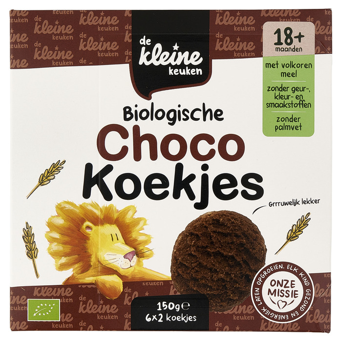 De Kleine Keuken Biologische chocokoekjes (12 × 12.5g)