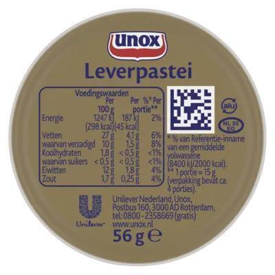 Unox Leverpastei Regulier 6 x 56 g (blik, 6 × 56g)