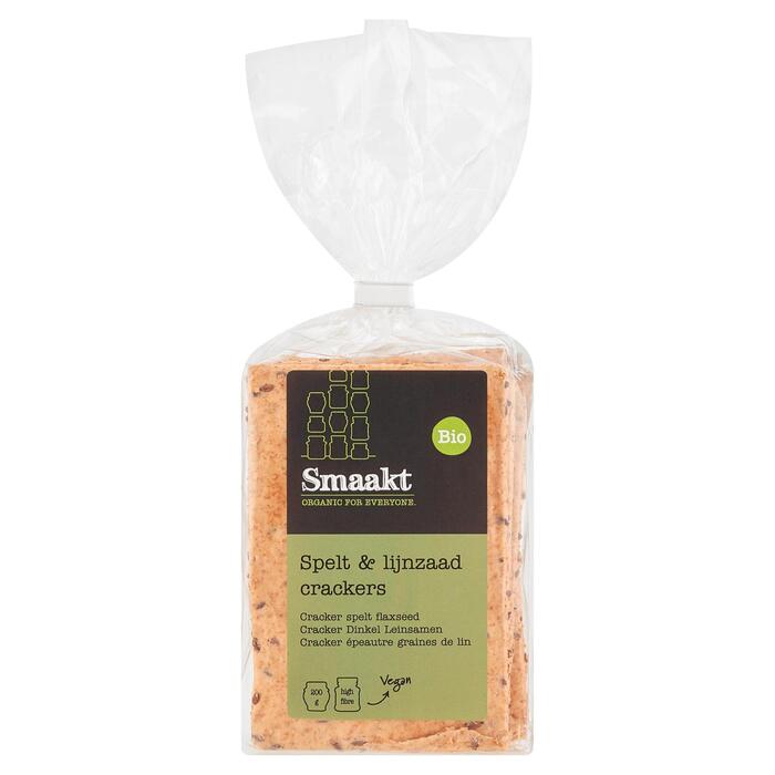Smaakt Bio Spelt & Lijnzaad Crackers 200 g (Zak, 200g)