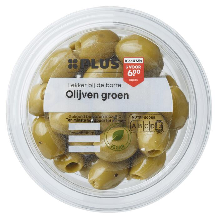 PLUS Groene olijven (Bakje, 130g)