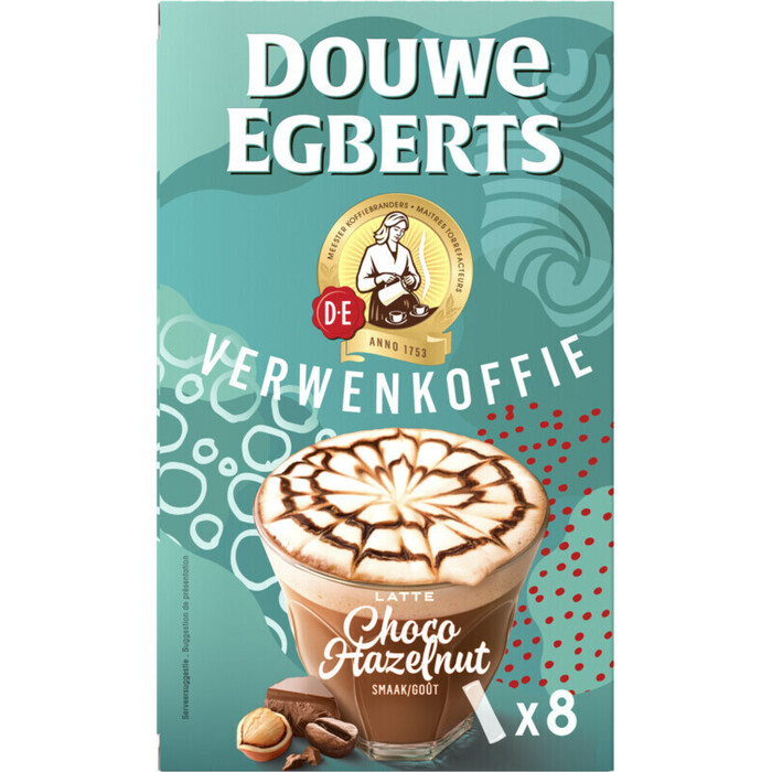 Douwe Egberts Verwenkoffie Latte Choco Hazelnut 8 x 16,5 L (8 × 16.5g)