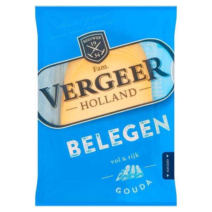 Vergeer Holland Kaas 48+ Plakken Gouda Belegen 200g (Zakje, 200g)