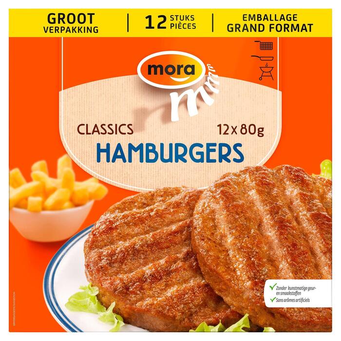 Hamburgers Xtra Groot (12 stuks) (Doos, 960g)