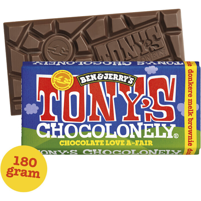 Tony's Chocolonely reep Donkere Melkchocolade Browniestukjes, 180 g (180g)
