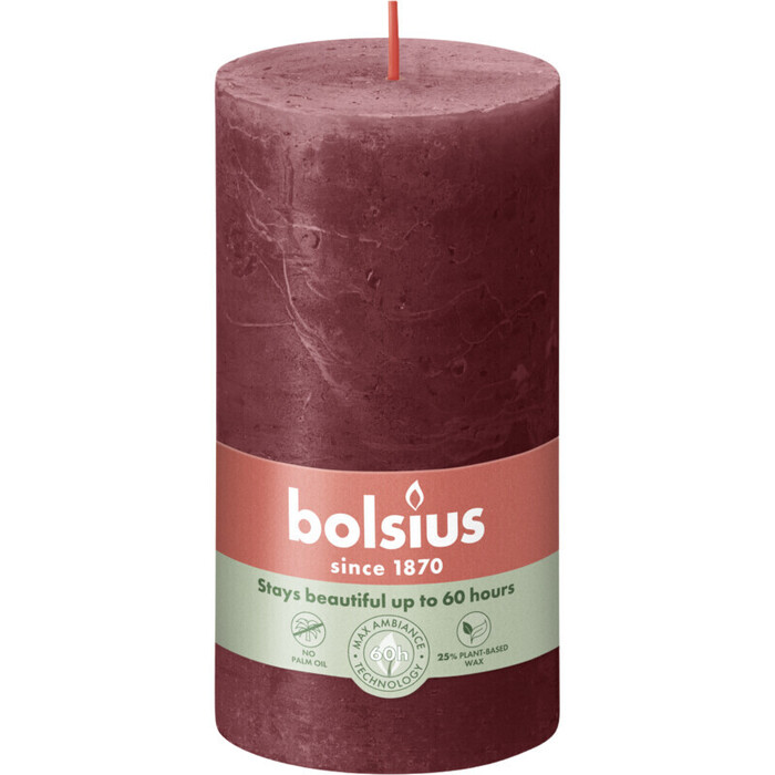 Bolsius Shine rustiek 13 cm velvet red