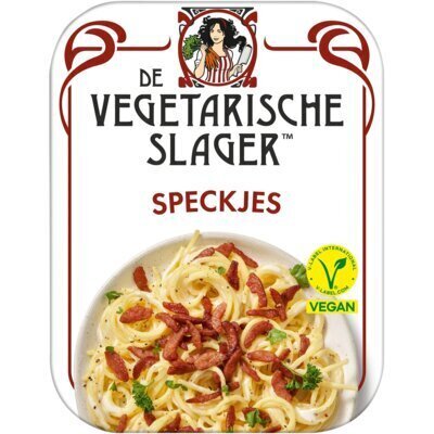 De Vegetarische Slager Vegetarische Geroockte Speckjes 125g (Bakje, 125g)