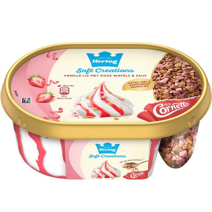 Hertog Soft creations aardbei (Kuipje, 0.75L)