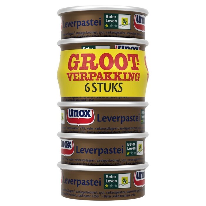 Unox Leverpastei Regulier 6 x 56 g (blik, 56g)