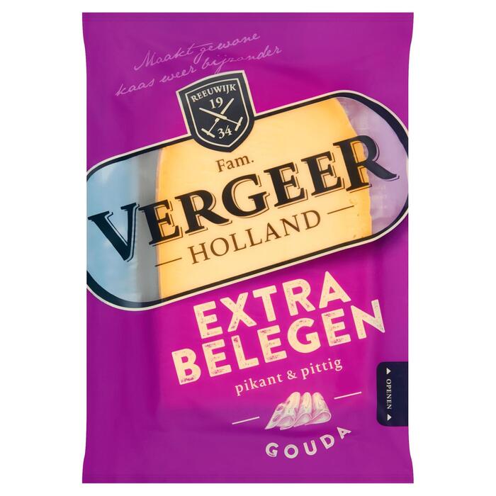 Vergeer Gouda extra belegen kaas gesneden (Zak, 200g)