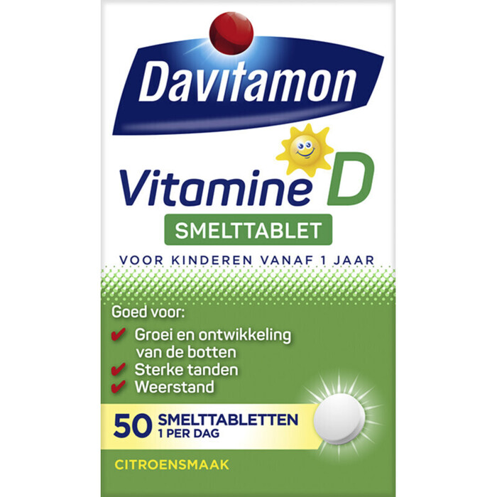 Davitamon Vitamine D smelttabletten vanaf 1 jaar (50 st.)