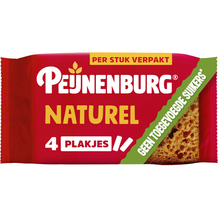 Peijnenburg ontbijtkoek naturel geen suiker per stuk verpakt 4 x 28 g (4 × 28g)