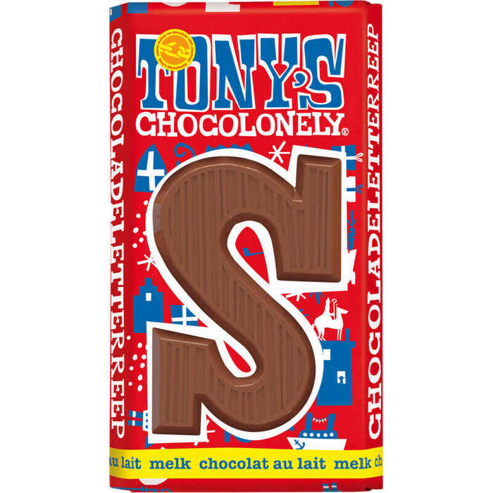Tony's Chocolonely Melk chocolade letter reep letter S 180 g (180g)