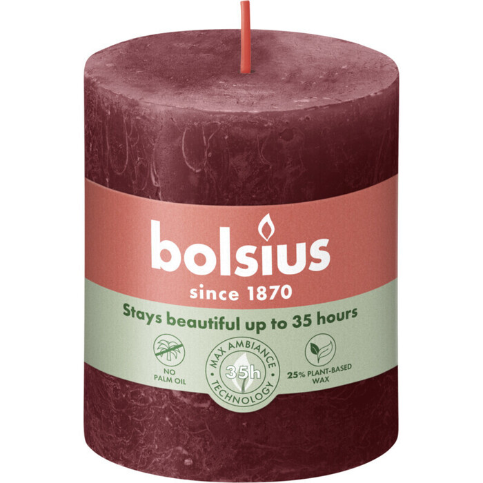 Bolsius Shine rustiek 8 cm velvet red