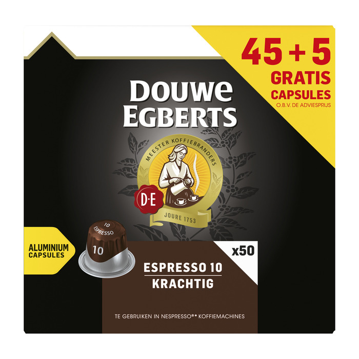 Douwe Egberts Espresso 10 Krachtig Gemalen Koffie 45 + 5 Gratis Capsules 260g (50 × 5.2g)