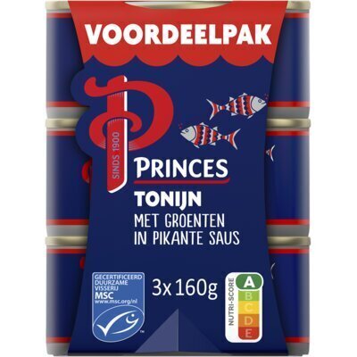 Princes Tonijnstukken groente in pikante saus (480g)