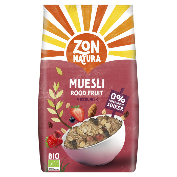 Zonnatura Muesli rood fruit (Zak, 375g)