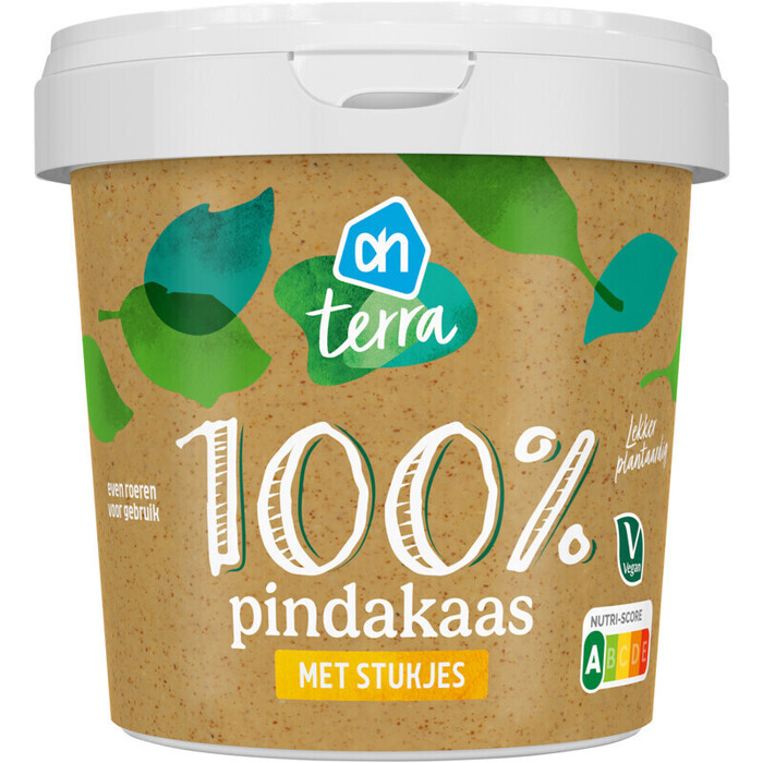 AH Terra Plantaardig 100% pindakaas met stukjes (1kg)