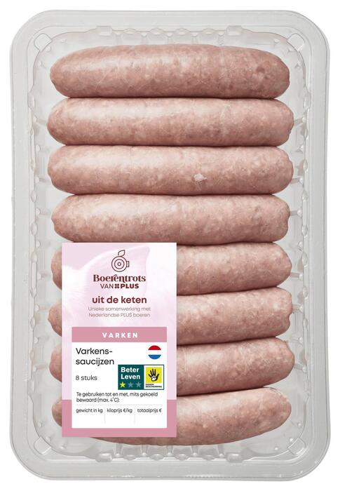 Varkenssaucijzen 8 st (plastic, 8 × 100g)