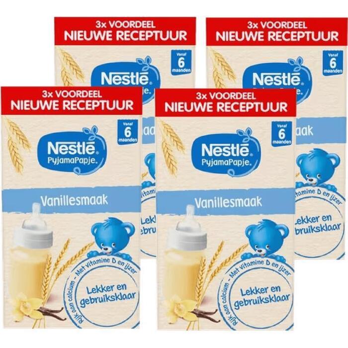Nestlé PyjamaPapje® Vanille 6+ Baby Pap 4 x 3 stuks (4 × 3.18kg)