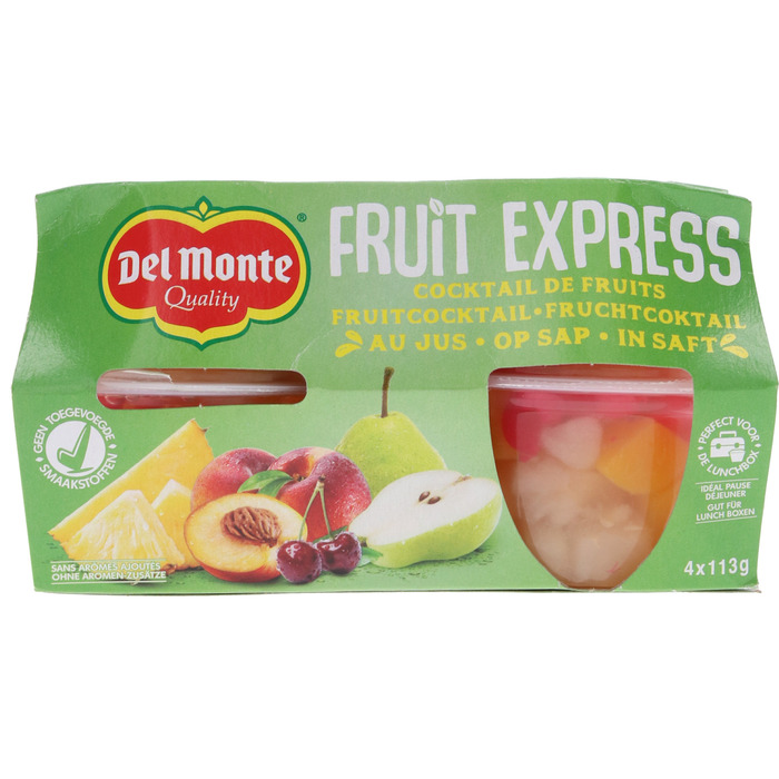 DEL MONTE Gemengd fruit Fruit Cocktail 4 stuks (kuipje, 4 × 113g)