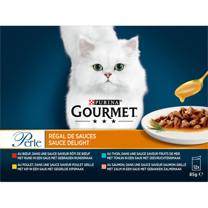 Gourmet Perle sauce delight rund,kip,tonijn,zalm (12 × 85g)