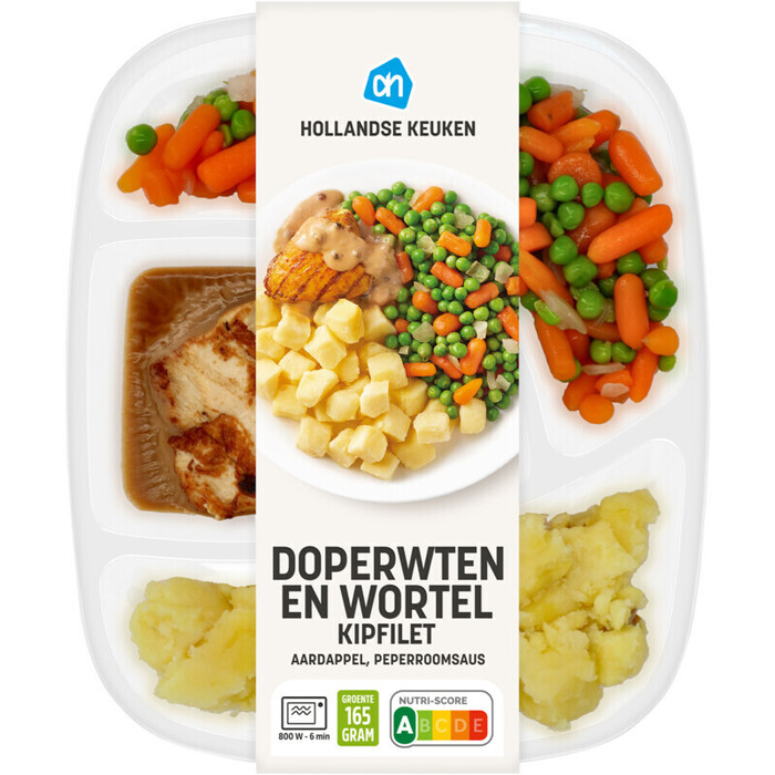 AH Kipfilet pepersaus met wortel en doperwt (500g)