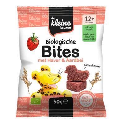De Kleine Keuken Biologische bites haver & aardbei 12m+ (50g)