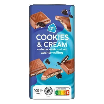 AH Cookies cream melkchocolade (100g)