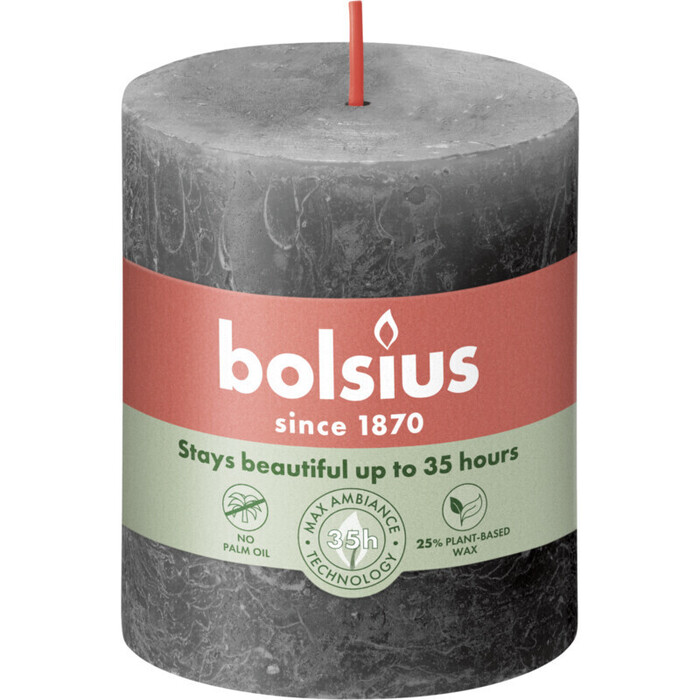 Bolsius Shine rustiek 8 cm stormy grey