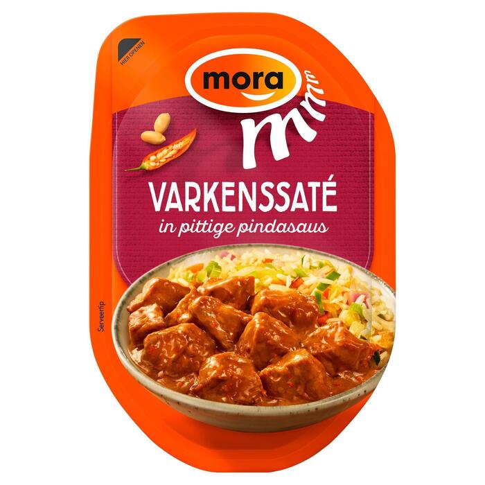 Mora Varkenssaté in Pittige Pindasaus XL 190 g (Bakje, 160g)