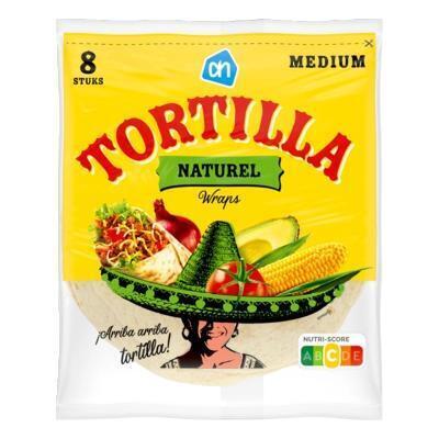 AH Tortilla naturel wraps medium 8 stuks (320g)