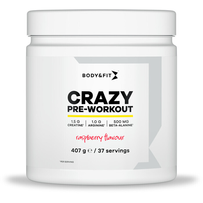 Body & Fit Crazy pre-workout raspberry flavour (407g)