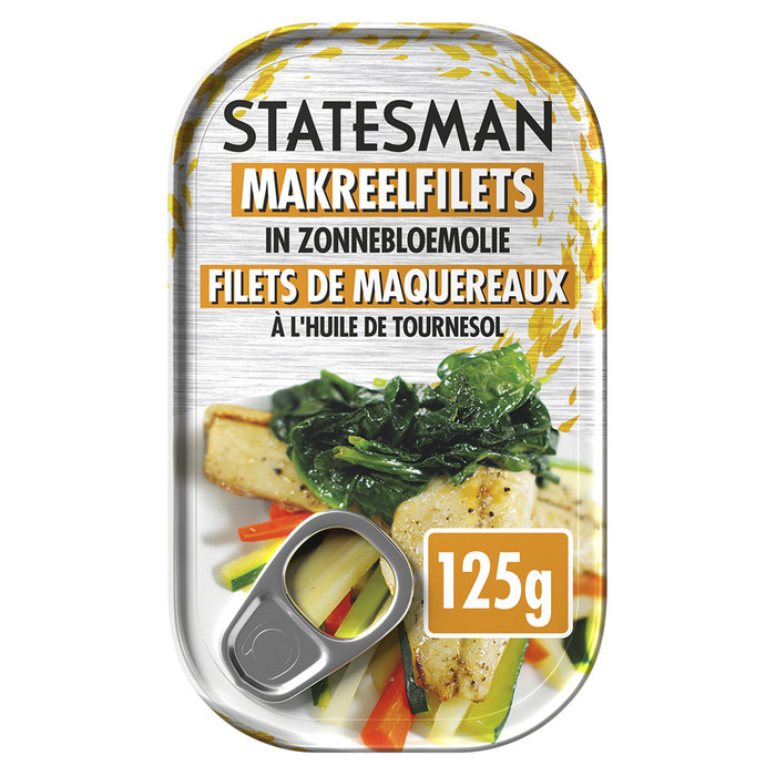STATESMAN Makreelfilets in Zonnebloemolie 125 g Blik (125g)