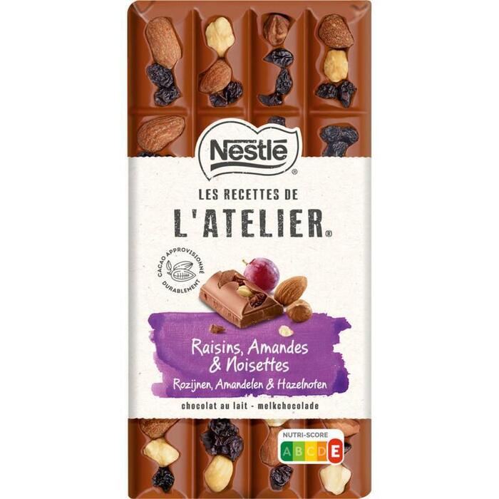 NESTLE LES RECETTES DE L'ATELIER Chocolade Melk Rozijn Hazelnoot Amandel 170 Gram Wikkel (170g)