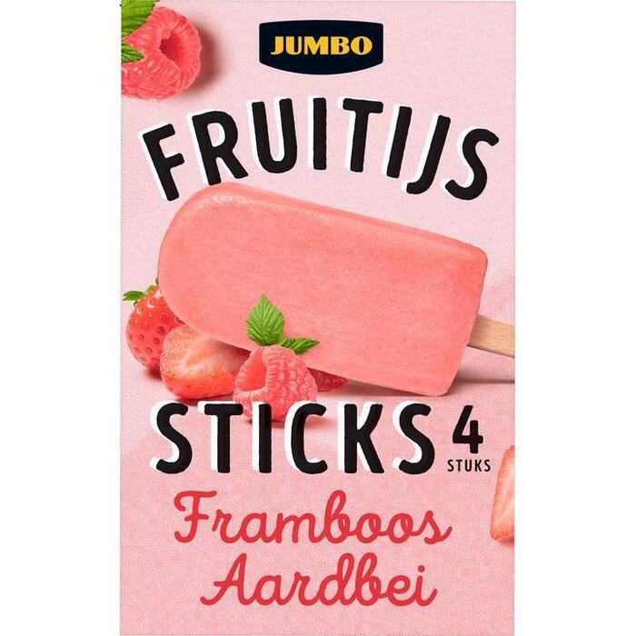 Jumbo Fruitijs Sticks Framboos-Aardbei 4 Stuks (208g)