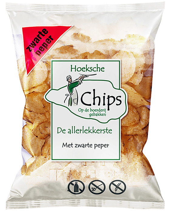 Hoeksche chips zwarte peper (plastic zak, 150g)