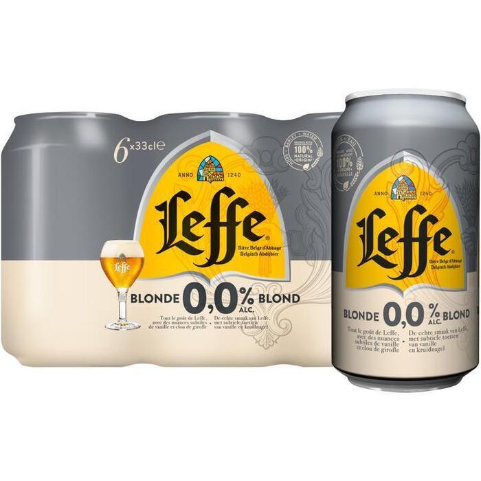 Leffe Belgisch Abdijbier Blond 0,0% Blikken 6 x 330ML (Set, 6 × 33cl)