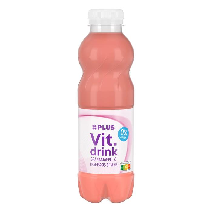 PLUS Vitamin drink granaatappel & framboos (Fles, 0.5L)