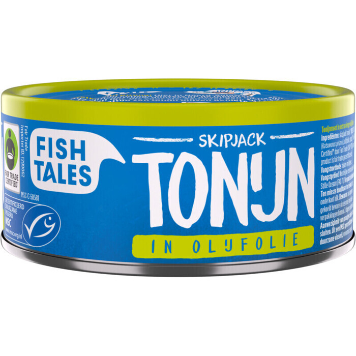 Fish Tales Skipjack tonijn olijf (blik, 142g)