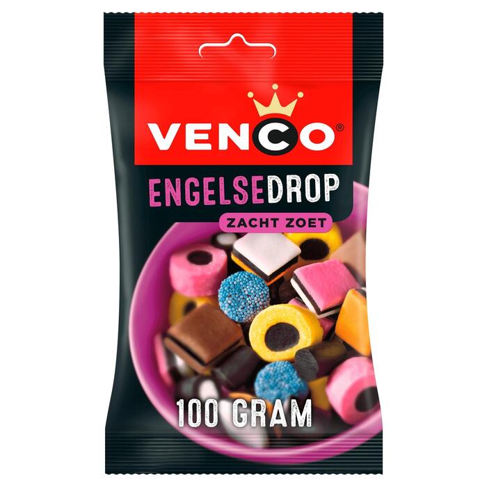 Venco Engelse Drop Zacht Zoet 100g (Zak, 100g)