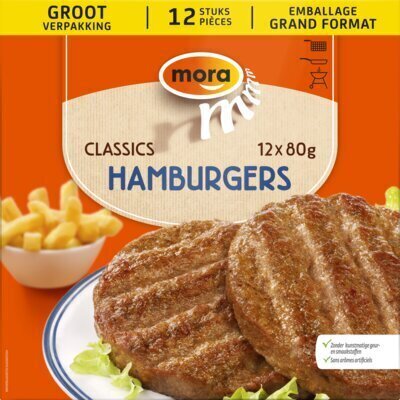 Hamburgers Xtra Groot (12 stuks) (Doos, 12 × 80g)